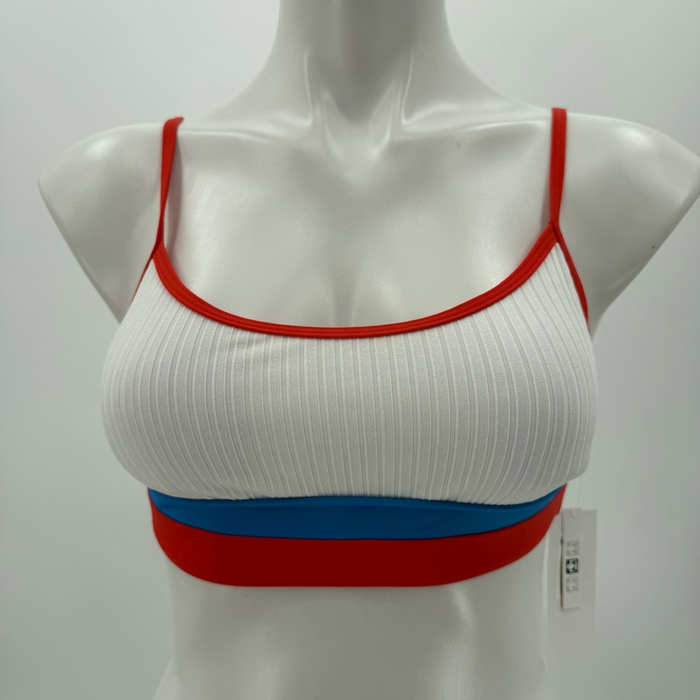 Roxy Red and White Ribbed Hello July Bralette swim